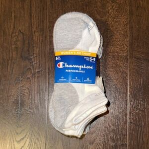 Champion Women's No Show Socks - Gray and White